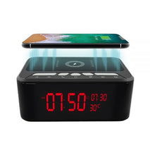 Alarm Clock - Phone Charger WiFi Home Security Camera -Wireless Phone Charger  and Bluetooth Speaker W/Night Vision