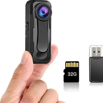 True 1080P Small Body Camera, Personal Pocket Video Camera with Audio Loop Recording Time Stamps External Memory Up to 128GTwo Clips and Easy to Operation (32GB)
