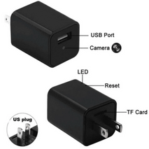 Wall Adapter Black Phone Charger Security Camera  With 1080P HD Camera